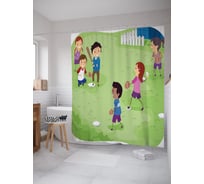 Штора (занавеска) для ванной JoyArty "Дети играют в бейсбол" из сатена, 180х200 см с крючками, sc_63771