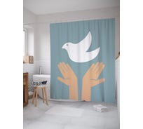 Штора (занавеска) для ванной JoyArty "Голубь мира" из сатена, 180х200 см с крючками, sc_64375