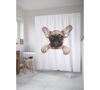 Штора (занавеска) для ванной JoyArty "Ушастый щенок" из сатена, 180х200 см с крючками, sc_60796
