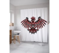 Штора (занавеска) для ванной JoyArty "Этнический орел" из сатена, 180х200 см с крючками, sc_63506