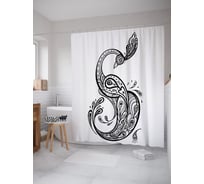 Штора (занавеска) для ванной JoyArty "Орнаментальная жар-птица" из сатена, 180х200 см с крючками, sc_63099