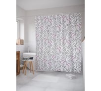 Штора (занавеска) для ванной JoyArty "Лесные ягоды" из сатена, 180х200 см с крючками, sc_53464