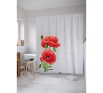 Штора (занавеска) для ванной JoyArty "Декоративные маки" из сатена, 180х200 см с крючками, sc_53351