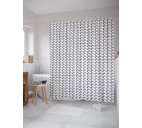 Штора (занавеска) для ванной JoyArty "Овальные кольца" из сатена, 180х200 см с крючками, sc_57699