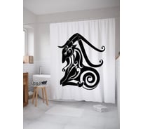 Штора (занавеска) для ванной JoyArty "Графический Козерог" из сатена, 180х200 см с крючками, sc_58939