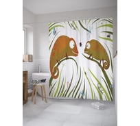 Штора (занавеска) для ванной JoyArty "Два хамелина на одного жучка" из сатена, 180х200 см с крючками, sc_60476