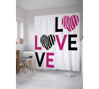 Штора (занавеска) для ванной JoyArty "Полосатая любовь" из сатена, 180х200 см с крючками, sc_61651