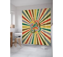 Штора (занавеска) для ванной JoyArty "Радужный узел" из сатена, 180х200 см с крючками, sc_63041