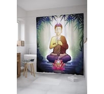 Штора (занавеска) для ванной JoyArty "Медитация у лотоса" из сатена, 180х200 см с крючками, sc_61954