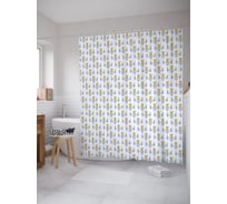 Штора (занавеска) для ванной JoyArty "Декор самобытных цветов" из сатена, 180х200 см с крючками, sc_62385
