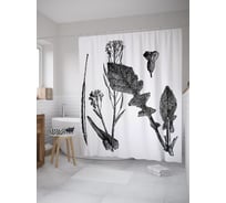 Штора (занавеска) для ванной JoyArty "Ястребинка зонтичная" из сатена, 180х200 см с крючками, sc_60085