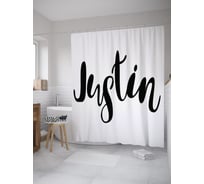 Штора (занавеска) для ванной JoyArty "Джастин" из сатена, 180х200 см с крючками, sc_61273