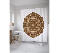 Штора (занавеска) для ванной JoyArty "Шестиугольная мандала" из сатена, 180х200 см с крючками, sc_55719
