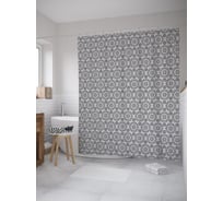 Штора (занавеска) для ванной JoyArty "Портьерный узор" из сатена, 180х200 см с крючками, sc_59041