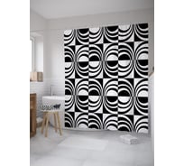 Штора (занавеска) для ванной JoyArty "Цветовая противоположность зентангл" из сатена, 180х200 см с крючками, sc_60705