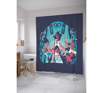 Штора (занавеска) для ванной JoyArty "Рок-группа" из сатена, 180х200 см с крючками, sc_74532