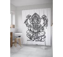 Штора (занавеска) для ванной JoyArty "Ганеша с лотосом" из сатена, 180х200 см с крючками, sc_59869