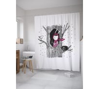 Штора (занавеска) для ванной JoyArty "Девочка в дупле дерева" из сатена, 180х200 см с крючками, sc_59811