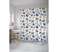 Штора (занавеска) для ванной JoyArty "Коралловые рыбки" из сатена, 180х200 см с крючками, sc_55056