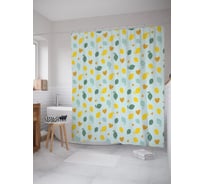 Штора (занавеска) для ванной JoyArty "Лимонный рай" из сатена, 180х200 см с крючками, sc_64188