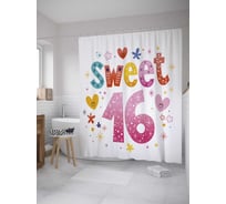 Штора (занавеска) для ванной JoyArty "Сладкие сердца" из сатена, 180х200 см с крючками, sc_34233