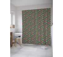 Штора (занавеска) для ванной JoyArty "Тропическая ботаника" из сатена, 180х200 см с крючками, sc_55500