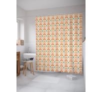 Штора (занавеска) для ванной JoyArty "Мирные минивены" из сатена, 180х200 см с крючками, sc_64086