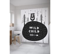 Штора (занавеска) для ванной JoyArty "Дикий ребенок" из сатена, 180х200 см с крючками, sc_61537