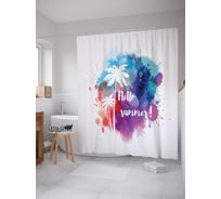 Штора (занавеска) для ванной JoyArty "Тропическое лето" из сатена, 180х200 см с крючками, sc_52972