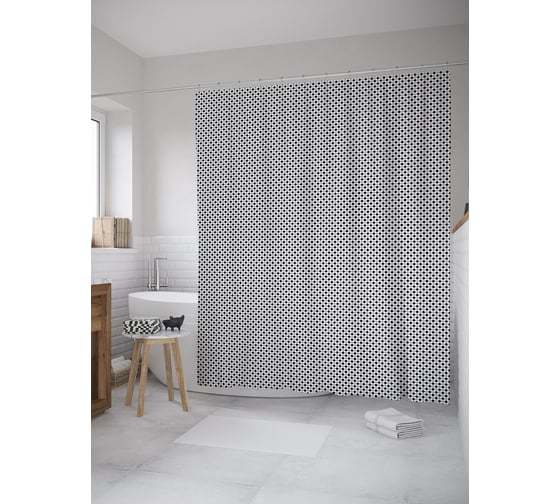 Штора (занавеска) для ванной JoyArty "Чередование ромбов" из сатена, 180х200 см с крючками, sc_60835