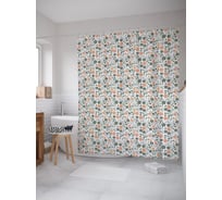 Штора (занавеска) для ванной JoyArty "Пятилепестковое цветение" из сатена, 180х200 см с крючками, sc_54562