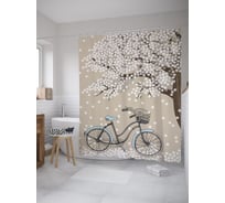 Штора (занавеска) для ванной JoyArty "Цветение дерева" из сатена, 180х200 см с крючками, sc_61463