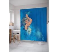 Штора (занавеска) для ванной JoyArty "Девушка с кувшином" из сатена, 180х200 см с крючками, sc_58192