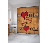 Штора (занавеска) для ванной JoyArty "Милый дом" из сатена, 180х200 см с крючками, sc_54678