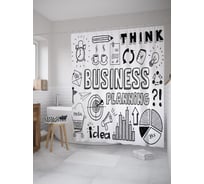 Штора (занавеска) для ванной JoyArty "Планирование бизнеса" из сатена, 180х200 см с крючками, sc_61089