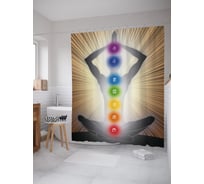 Штора (занавеска) для ванной JoyArty "Поза йога" из сатена, 180х200 см с крючками, sc_62826