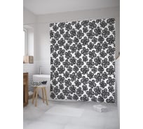 Штора (занавеска) для ванной JoyArty "Ленточные цветы" из сатена, 180х200 см с крючками, sc_52531