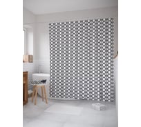 Штора (занавеска) для ванной JoyArty "Решетка из ромбов" из сатена, 180х200 см с крючками, sc_54605