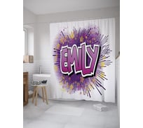 Штора (занавеска) для ванной JoyArty "Эмили" из сатена, 180х200 см с крючками, sc_61222