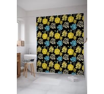 Штора (занавеска) для ванной JoyArty "Махровое цветение" из сатена, 180х200 см с крючками, sc_58315