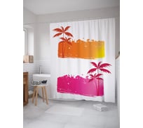 Штора (занавеска) для ванной JoyArty "Тропический диптих" из сатена, 180х200 см с крючками, sc_54968