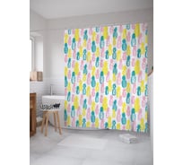 Штора (занавеска) для ванной JoyArty "Орнамент в ананасе" из сатена, 180х200 см с крючками, sc_63156