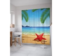 Штора (занавеска) для ванной JoyArty "Звезда на берегу" из сатена, 180х200 см с крючками, sc_53179