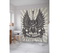 Штора (занавеска) для ванной JoyArty "Гитара с крыльями" из сатена, 180х200 см с крючками, sc_51693