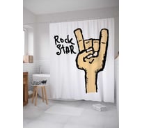 Штора (занавеска) для ванной JoyArty "Нарисованный жест рок звезды" из сатена, 180х200 см с крючками, sc_51680