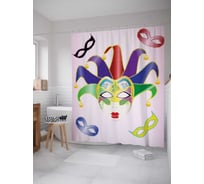 Штора (занавеска) для ванной JoyArty "Карнавальный шут" из сатена, 180х200 см с крючками, sc_9464