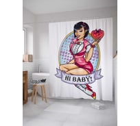 Штора (занавеска) для ванной JoyArty "Яркая валентинка" из сатена, 180х200 см с крючками, sc_78571