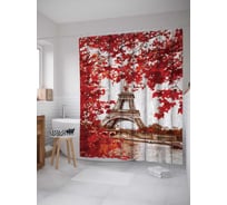 Штора (занавеска) для ванной JoyArty "Лиственная франция" из сатена, 180х200 см с крючками, sc_8503