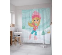 Штора (занавеска) для ванной JoyArty "Фигурное катание на озере" из сатена, 180х200 см с крючками, sc_63752