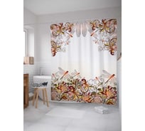 Штора (занавеска) для ванной JoyArty "Стрекозы" из сатена, 180х200 см с крючками, sc_6967